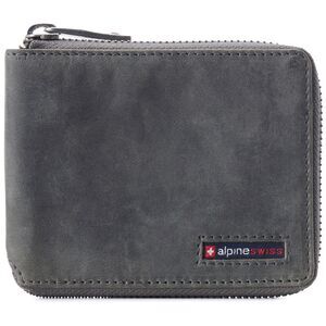 Alpine Swiss Unisex RFID Safe Zipper Wallet Genuine Leather Zip Around Bifold